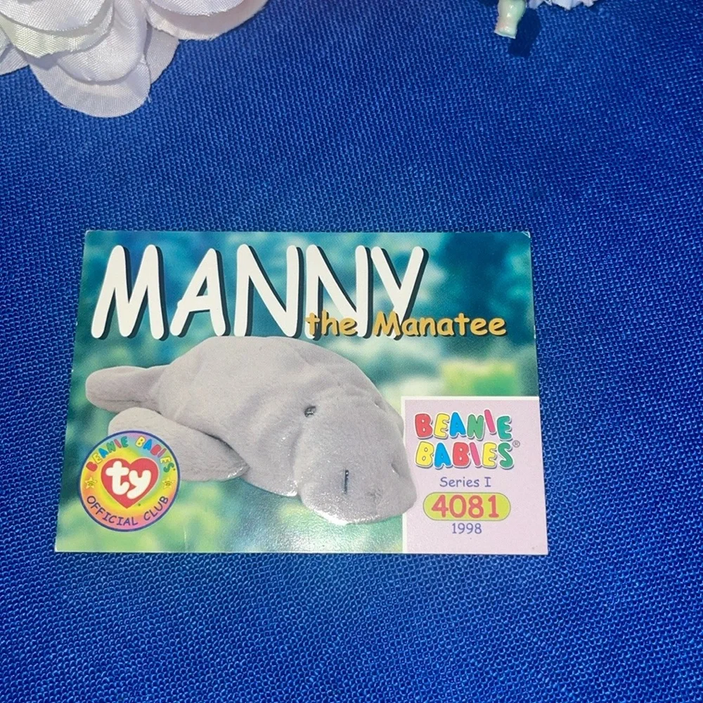 TY Beanie Babies BBOC Card - Series 1 Common - MANNY the Manatee - NM/Mint